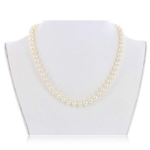 14K Gold AAAA White Freshwater Cultured Pearl Silk-Knotted 18" Strand Princess Pearls Necklace - Choice of Pearl Size & Clasp Gold Color