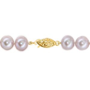 14K White Gold or Yellow Gold AAAA Pink Freshwater Cultured Pearls Silk-Knotted 18inch Princess Pearls Strand Necklace - Choice of Pearl Size & Clasp Gold Color (Yellow Gold, 7.0-7.5mm)