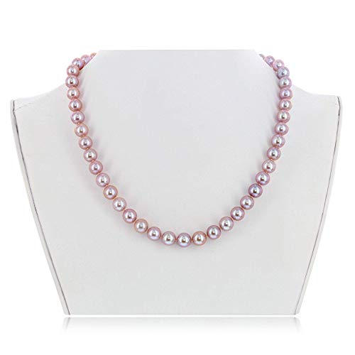 14K White Gold or Yellow Gold AAAA Pink Freshwater Cultured Pearls Silk-Knotted 18inch Princess Pearls Strand Necklace - Choice of Pearl Size & Clasp Gold Color (Yellow Gold, 7.0-7.5mm)