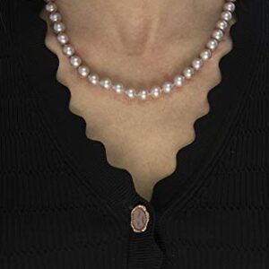 14K White Gold or Yellow Gold AAAA Pink Freshwater Cultured Pearls Silk-Knotted 18inch Princess Pearls Strand Necklace - Choice of Pearl Size & Clasp Gold Color (Yellow Gold, 7.0-7.5mm)