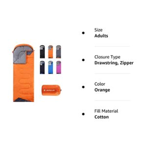 Sleeping Bags for Adults Women Backpacking Lightweight Waterproof- Summer Weather Sleeping Bag for Girls Warm Camping Hiking Outdoor Travel Hunting with Compression Bag(Orange)