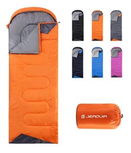 sleeping bags for adults women backpacking lightweight waterproof- summer weather sleeping bag for girls warm camping hiking outdoor travel hunting with compression bag(orange)