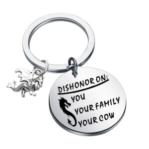 tgbje mulan inspire gift dishonor on your cow and family keychain dragon gift for mulan fans (dishonor keychain)…