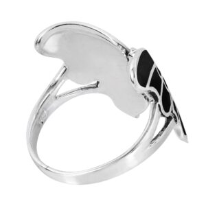 AeraVida Exotic Graceful Butterfly Simulated Black Onyx Inlay .925 Sterling Silver Ring | Elegant and Stylish Butterfly Motif Women's Jewelry Accessory (7)