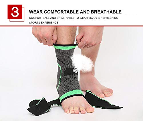 ZEERKEER Ankle Brace for Women & Men(1 Pair), Adjustable Compression Ankle Braces Breathable Ankle Support Brace, Super Elastic and Comfortable for Arthritis, Sports Injuries and Recovery (L)