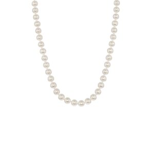 14K Gold AAAA White Japanese Akoya Cultured Pearls 18" Silk-Knotted Strand Pearl Necklace - Choice of Pearl Size & Clasp Gold Color (Yellow Gold, 6-6.5mm)