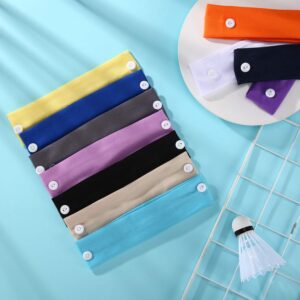 WILLBOND 16 Pieces Elastic Headbands with Button Yoga Sports Headband Sweatband Non Slip Nurse Headbands Multicolored Ear Protection Holder for Men Women Friends (Button Style)