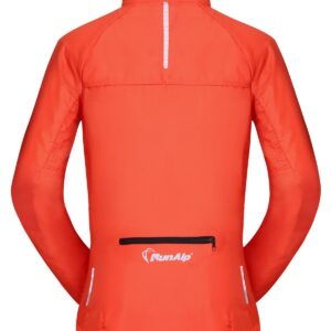 ROWAI Women's Packable Windbreaker Jacket Resistant Cycling Running Jacket Lightweight Windproof Water Orange S