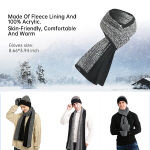 Winter Hats Scarf for Men with Touchscreen Gloves Warm Men's Scaves and Beanie Hat Themal Gloves Set