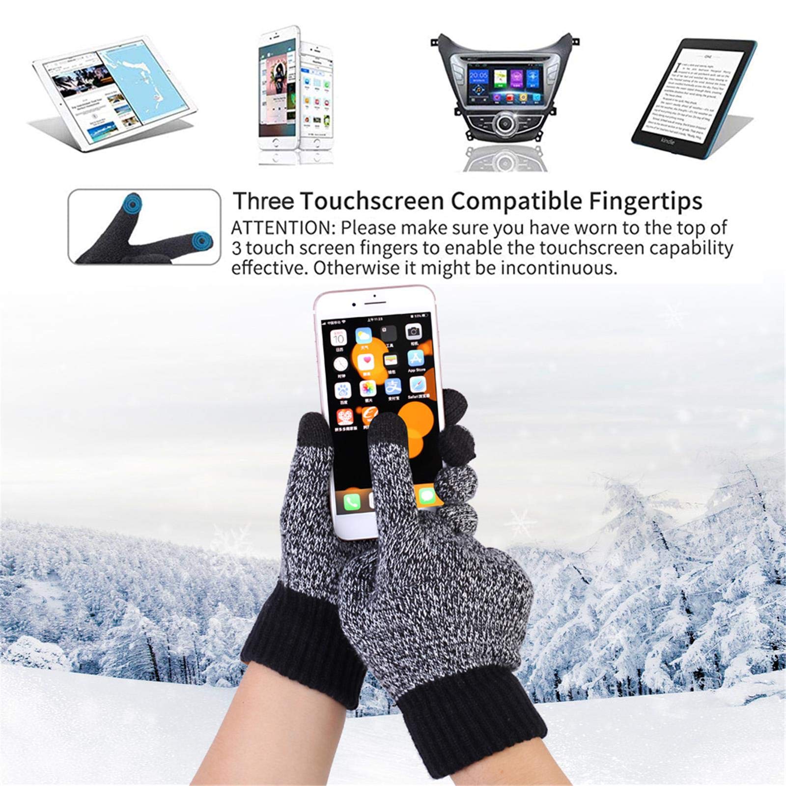 Winter Hats Scarf for Men with Touchscreen Gloves Warm Men's Scaves and Beanie Hat Themal Gloves Set