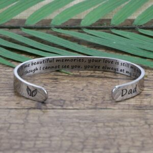 JoycuFF In Memory Of Gifts for Loss of Dad Father Memorial Jewelry Sympathy Bracelet Secret Message Engraved Grief Bereavement Gifts for Women