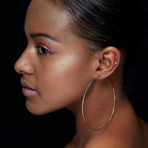 1mm Thin Extra Large Hoop Earrings，3 Pairs Set 90mm Huge Gold Hoops 18k Gold Plated Stainless Steel Big Gold Hoop Earrings for Women