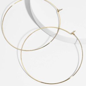 1mm Thin Extra Large Hoop Earrings，3 Pairs Set 90mm Huge Gold Hoops 18k Gold Plated Stainless Steel Big Gold Hoop Earrings for Women