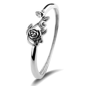 shiYsRL Exquisite Jewelry Ring Love Rings Vintage Rose Flower Leaf Finger Ring Women Engagement Wedding Party Jewelry Wedding Band Best Gifts for Love with Valentine's Day - Silver US 10