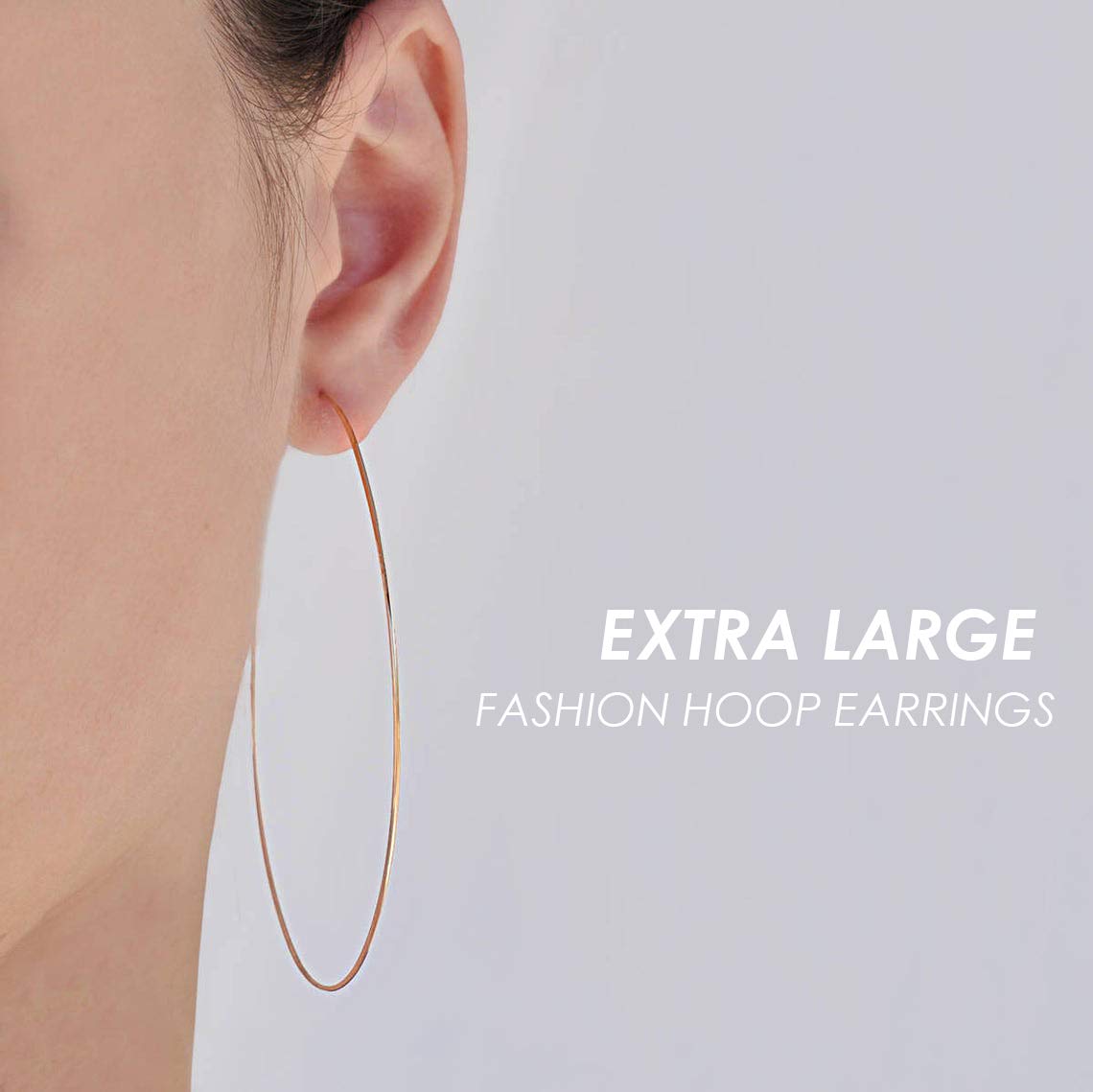 1mm Thin Extra Large Hoop Earrings，3 Pairs Set 90mm Huge Gold Hoops 18k Gold Plated Stainless Steel Big Gold Hoop Earrings for Women