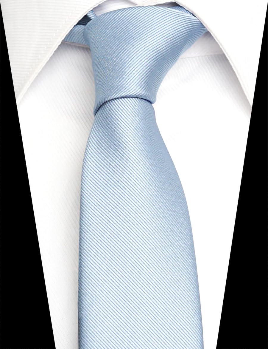 ZENXUS Solid Skinny Ties for Men, 2.5 inch Slim Dusty Blue Necktie