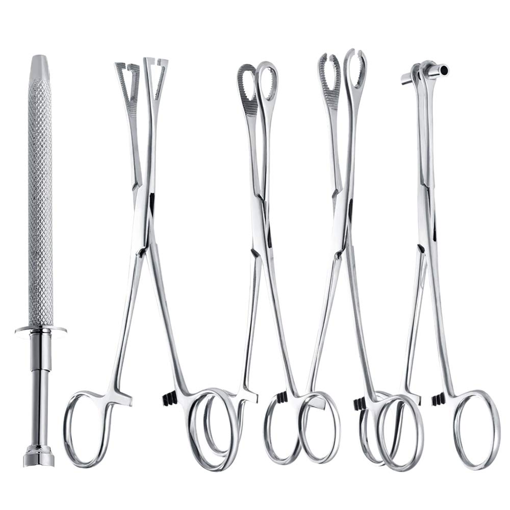 CHUANCI Professional Surgical Steel Belly Ear Tongue Septum Lip Piercing Forceps Tweezer Clamp Plier Closer,Opener needle clamp (Needle Tube Plier)