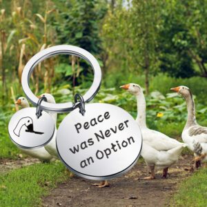 CENWA Peace was Never an Option Goose Keychain Goose Game Lover Gift (Goose Keychain)