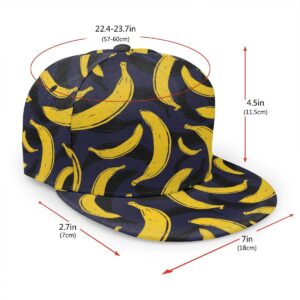 antkondnm Pop Art Banana Flat Bill Brim Cap, Cool Hip Hop Trucker Hat Men Women Adjustable Baseball Caps