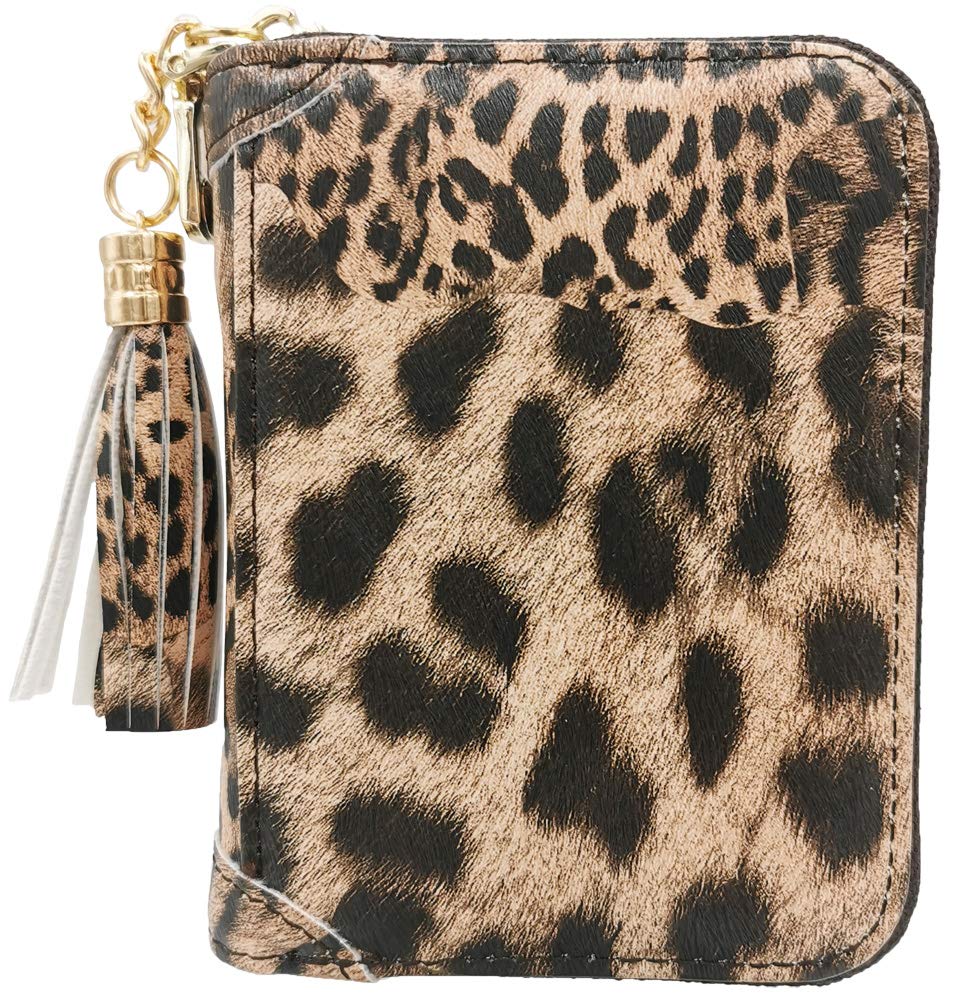 YUHAN PRETTY Womens Credit Card Holder Wallet RFID Leather Small ID Card Case (20 Card Slots - Leopard)