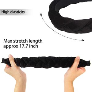 RINVEE Headbands for Women Velvet Braided Headbands Fashion Hairband Criss Cross Hair Accessories, Black