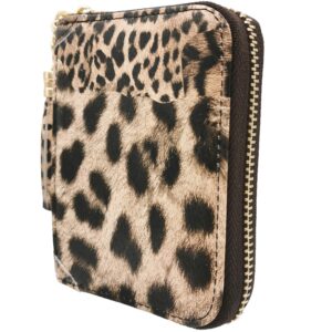 yuhan pretty womens credit card holder wallet rfid leather small id card case (20 card slots - leopard)