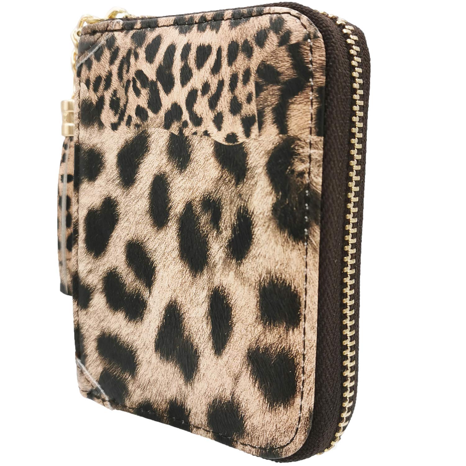 YUHAN PRETTY Womens Credit Card Holder Wallet RFID Leather Small ID Card Case (20 Card Slots - Leopard)