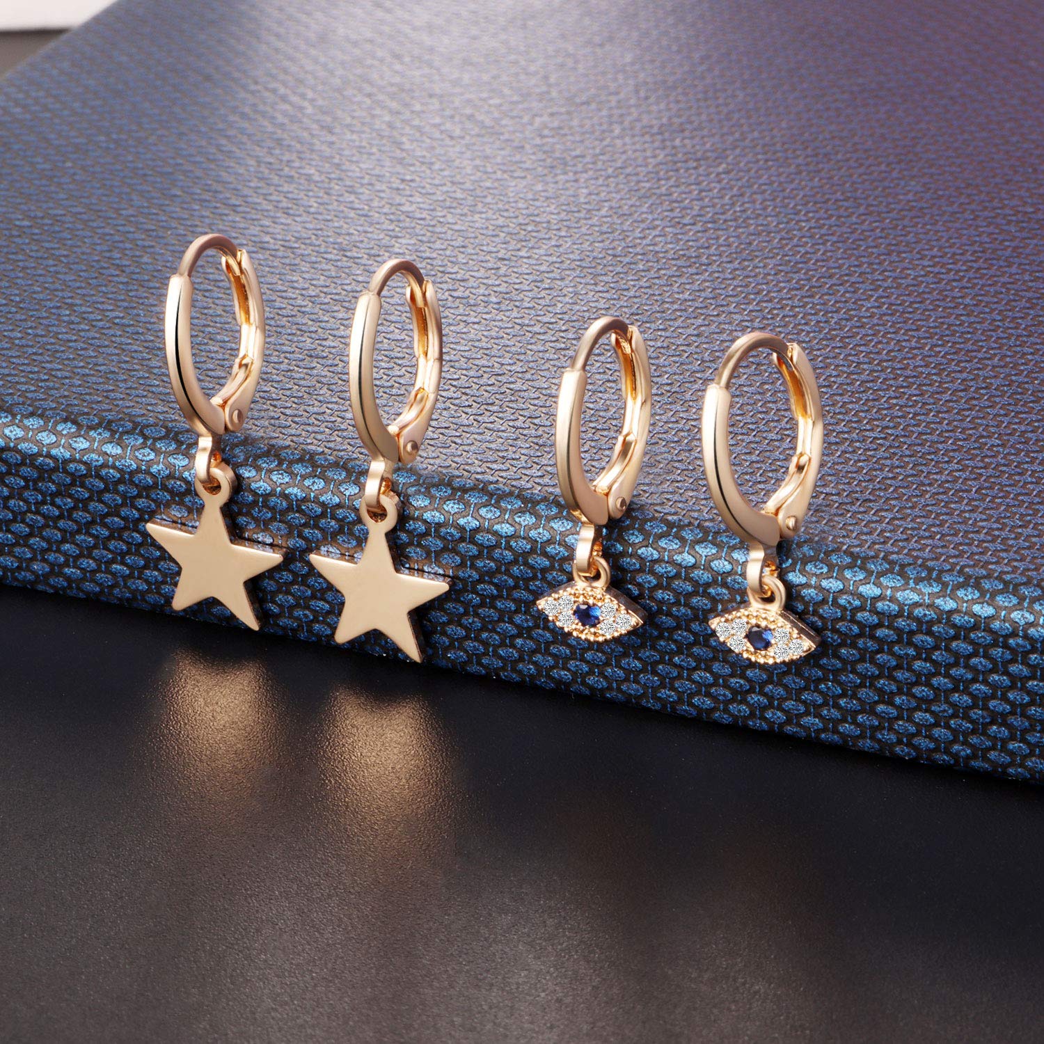 12 Pairs Gold Butterfly Earrings for Women Dangle - Butterfly Dangle Earrings for Women - Gold Hoop Earrings with Charm- Spike Hoop Earrings Set for Young Women - Cute Earrings for Women