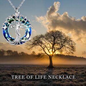 TOUPOP Jewelry for Women Tree of Life Necklace 925 Sterling Silver Family Tree Pendant Necklace with Blue Circle Crystal Mothers Day Birthday Anniversary Jewelry Gifts for Women Her Wife