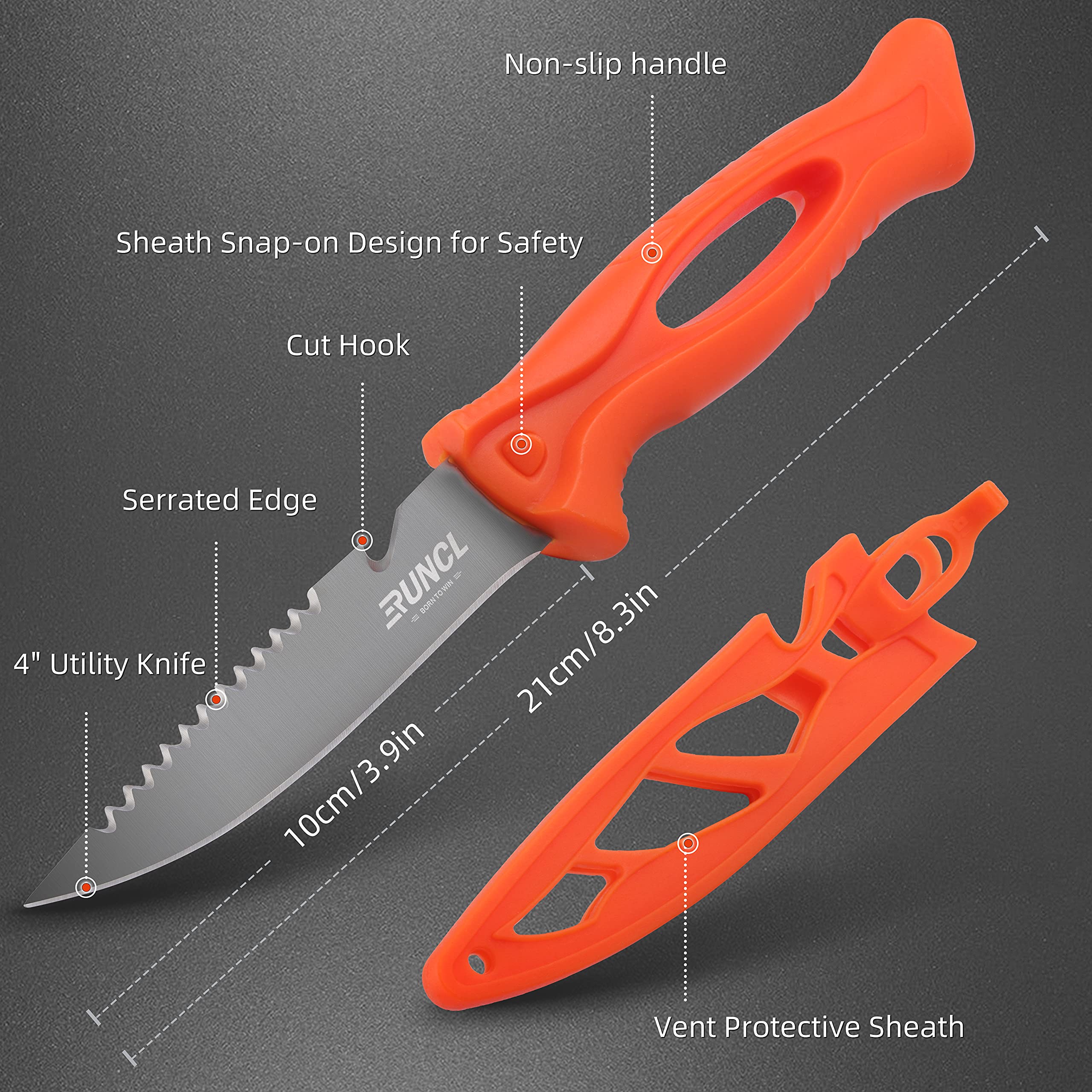 RUNCL Fishing Fillet Knife Combo Set, Bait Knife Fishing Tools Kit With 4" Fillet Knife, Sharpener, Fishing Pliers and 3500 Tackle Box