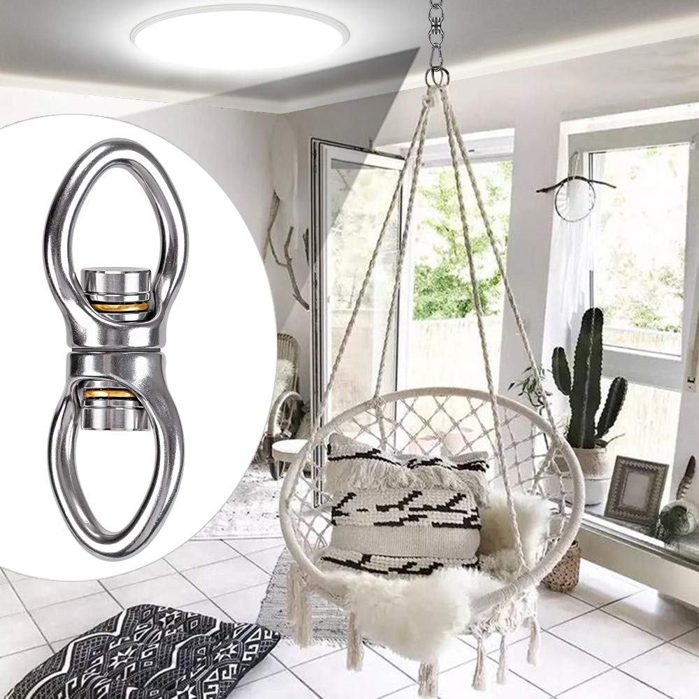 Dolibest Swing Swivel with 2 Bearing,Safest Rotational Device Hanging Accessory for Aerial Silks Dance, Web Tree Swing, Children's Swing, Yoga Swing Sets Hanging Hammock,800LB Capacity