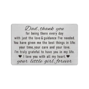 Laluminter Dad Gifts from Daughter - Thank You Dad Engraved Wallet Card Inserts - Father Fathers Day Christmas Keepsake