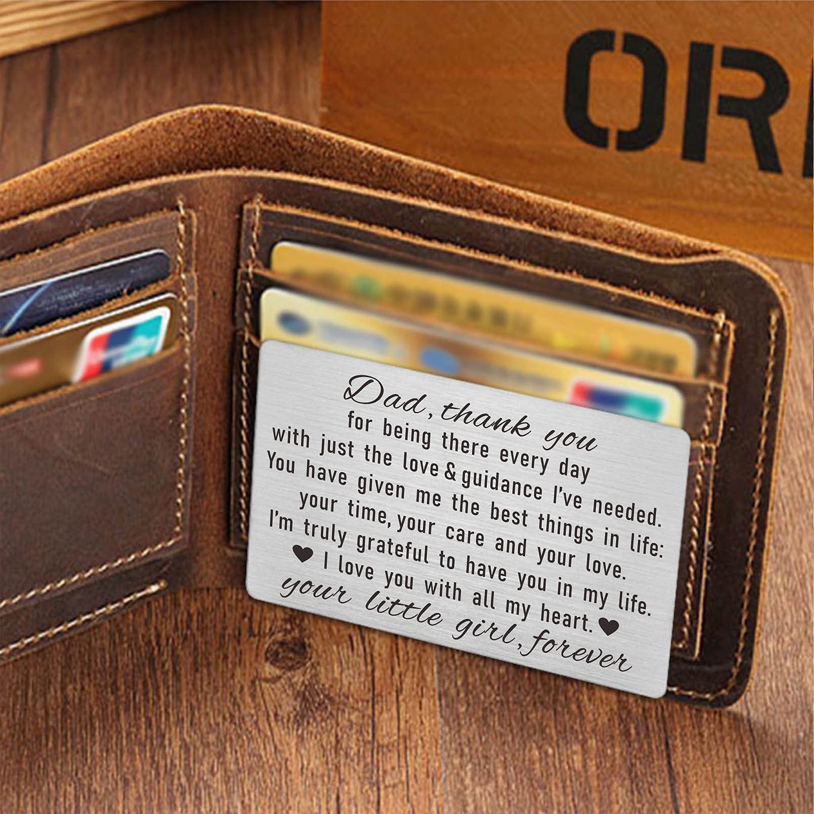 Laluminter Dad Gifts from Daughter - Thank You Dad Engraved Wallet Card Inserts - Father Fathers Day Christmas Keepsake