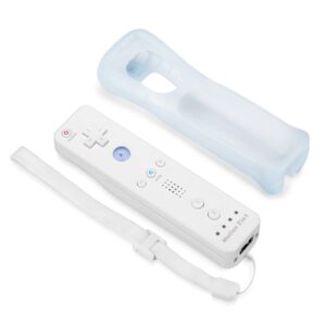 Wii Remote Controller, Wireless Wii U Motion Plus Remote Controller with Silicone Protective Case and Wrist Strap Compatible for Nintendo Wii and Wii U (1pc)