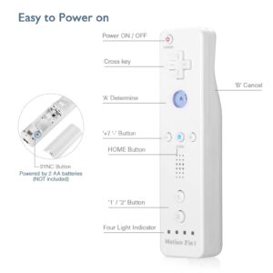 Wii Remote Controller, Wireless Wii U Motion Plus Remote Controller with Silicone Protective Case and Wrist Strap Compatible for Nintendo Wii and Wii U (1pc)