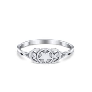 blue apple co. sterling silver size-5 petite dainty infinity pentagram star thumb ring band solid round 925 sterling silver