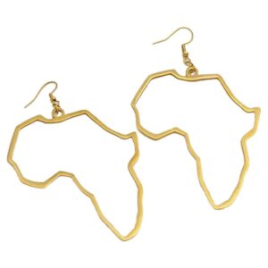 Fashion Gold Africa Map Hollow Out Drop Dangle Earrings for Women Minimalist Design Earrings (Gold)