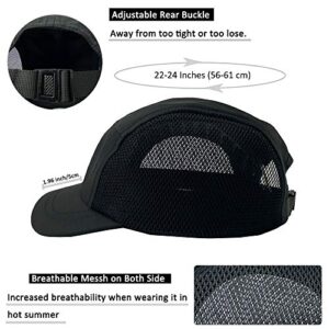 CLAPE Mesh Trucker Baseball Cap 5 Panel Short Brim Dad Hat Black Cooling Breathable Sun Hat Cap