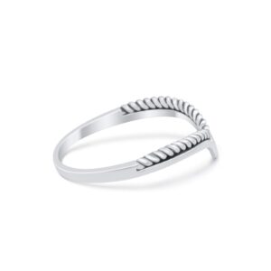 Blue Apple Co. Sterling Silver Size-7 Midi Thumb Ring V Band Chevron Plain Solid Heart Cabl Round 925 Sterling Silver