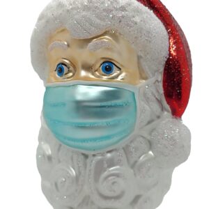 Old World Christmas Santa with Face Mask Blown Glass 2020 Unique Christmas Ornaments for Christmas Tree Decorations