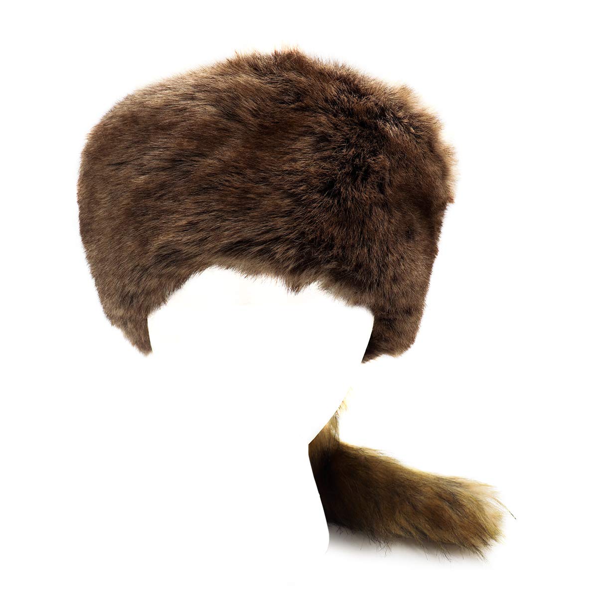 surell - Coonskin Davy Crockett Hat - Plush Soft Faux Fur Crown - Daniel Boone Outdoorsman Adventure Cap - Cabin Décor Raccoon Tail Hat (Brown)