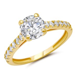 max + stone 1.2 carat cubic zirconia engagement or anniversary eternity ring for women in 10k yellow gold (1.2 ct.tw) size 8