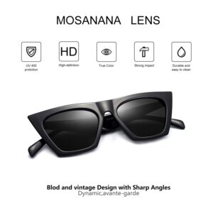 mosanana 2 Pack Pair Cat Eye Sunglasses for Women Trendy Square Cateye Black Demi Retro Vintage Cool 90s Fashion Cute Funky Ladies Small Face Dark Chunky Unique Baddie 2023 Stylish Sexy Indie Shine