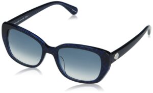 kate spade new york women's kenzie/g/s rectangular sunglasses, blue/blue shaded, 53mm, 18mm