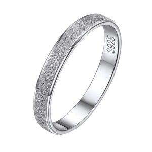 chicsilver 925 sterling silver sandblast finish rings classic simple tarnish resistant comfort fit wedding band 3mm ring size 10