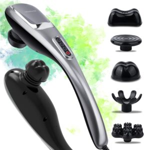 MEGAWISE Handheld Deep Tissue Neck Back Electric Massager for Shoulder, Waist, Leg, 3700 RPM Powerful Motor with 5 +2 Nodes & 5 Speeds, Knotty Muscle, A Little Heavy