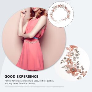 KESYOO Wedding Crystal Belt Fashion Bridal Dress Belt Accessory Bridal Flower Waistband Rose Gold Belt (Rose Gold)