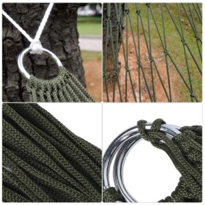 Hammock Camping Indoor Outdoor Backpacking Survival & Travel, Portable Lightweight Nylon Mesh Rope Hammocks