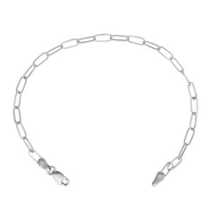 LoveBling 14k White Gold 3mm Paper Clip Link Bracelet (8")