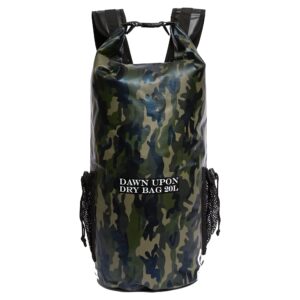 dawn upon floating dry backpack – 20l capacity – 2 padded straps! – 100% waterproof bag – keeps gear dry – perfect for water sports: kayaking, canoeing, paddle-boarding, rafting & boating- camo green